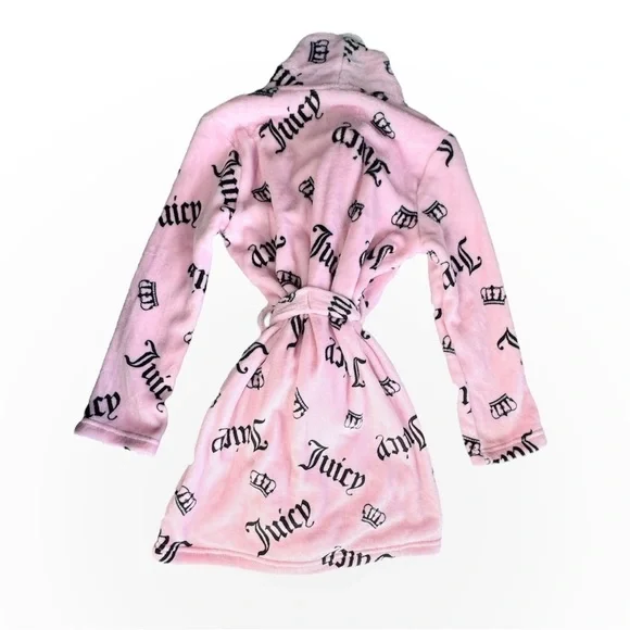 Juicy Couture Girls Pink Fleece Robe + Bow Headband Set • Size M (6–8) • NWT - Picture 2 of 6